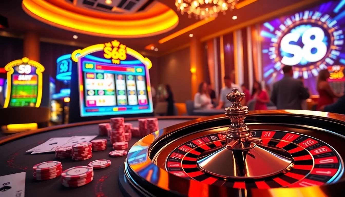 S8 casino players enjoying thrilling gaming experiences at a vibrant online gambling table.