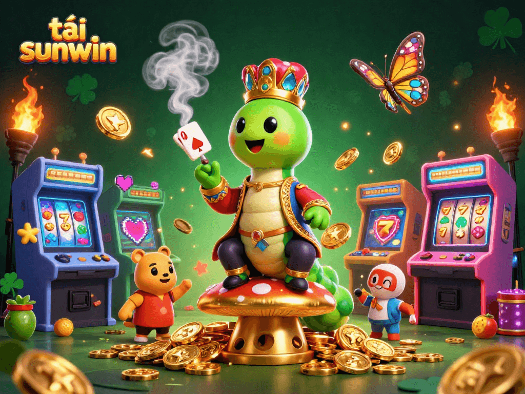 Engage with tải sunwin in a vibrant casino world featuring a sultan caterpillar and dynamic game elements.