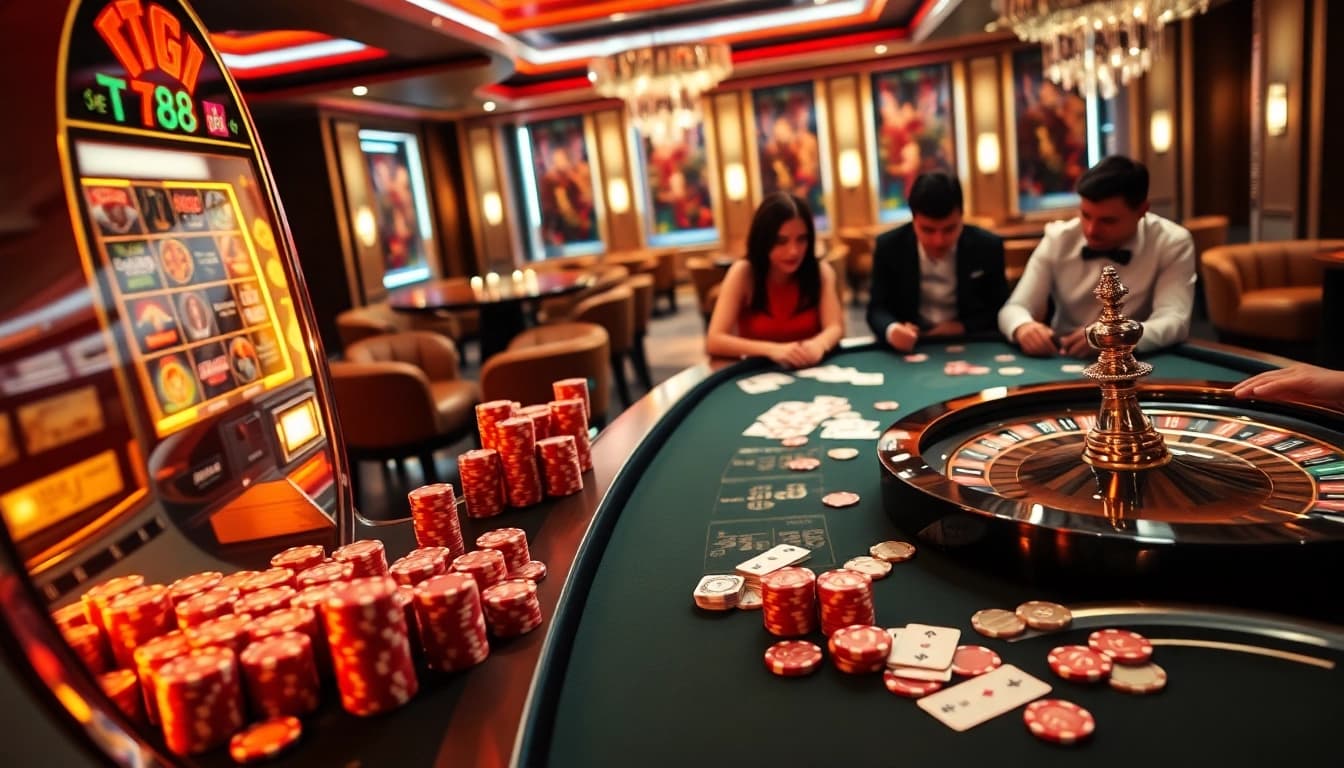 Experience the vibrant gambling atmosphere at TG 88 with dynamic casino tables and exciting game elements.