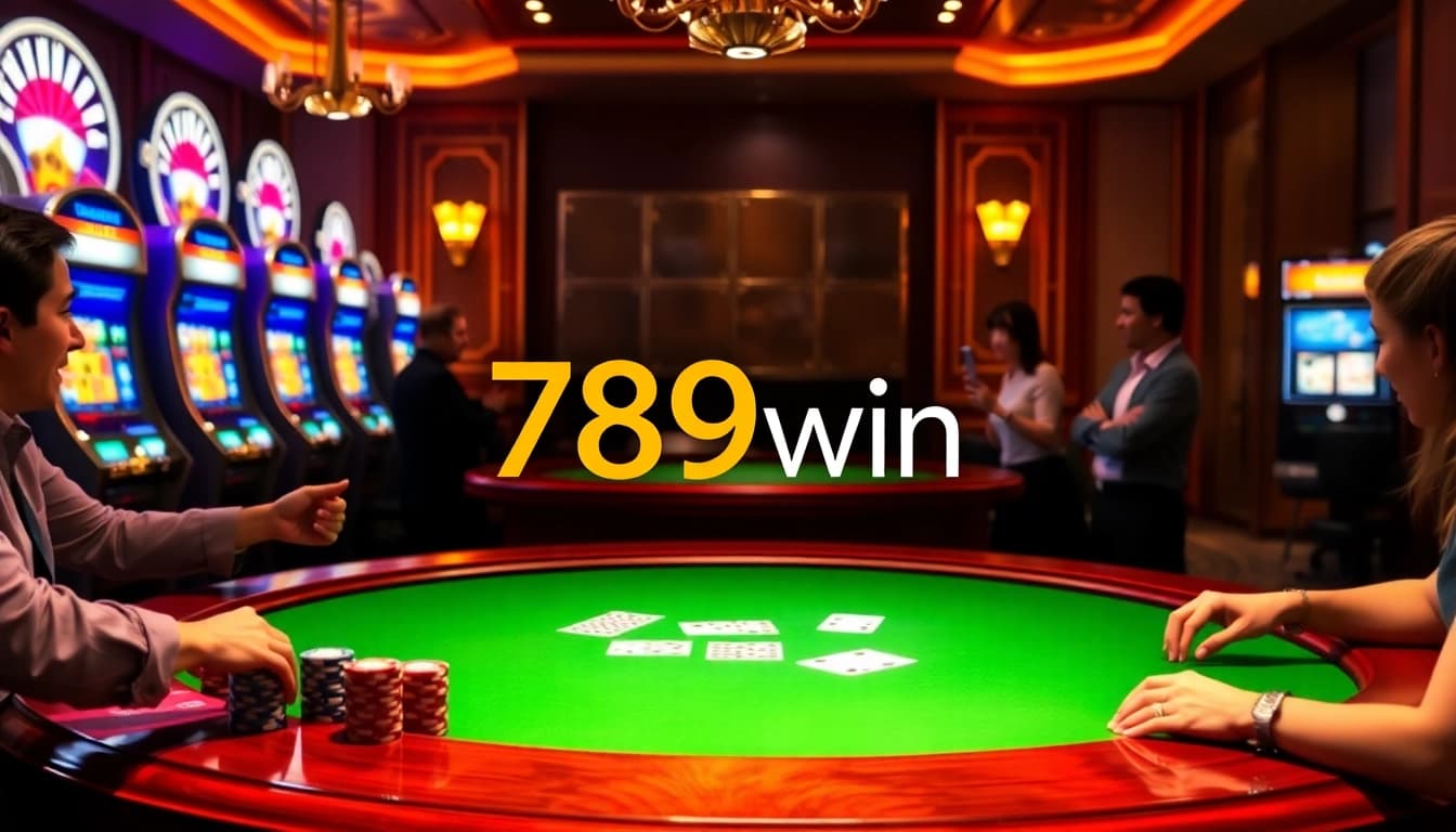 Exciting gambling experience at 789win with casino table, cards, and chips.