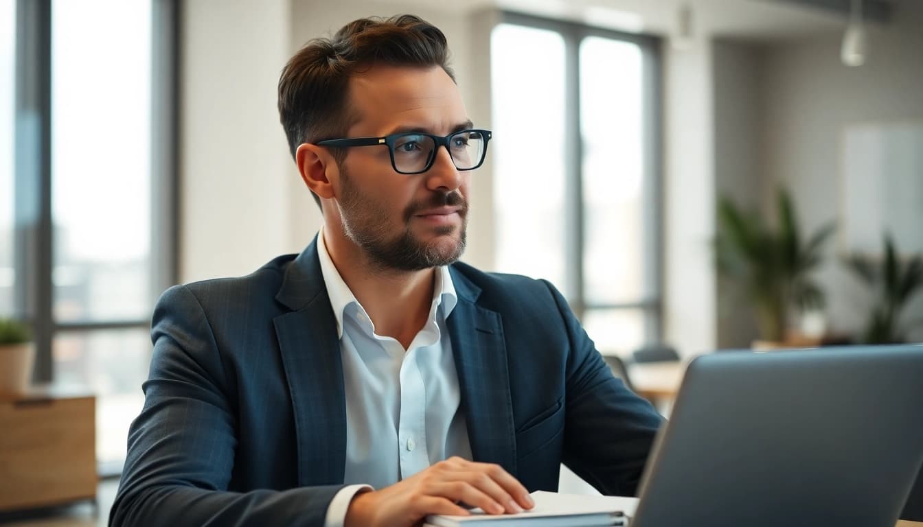 Gestalten Sie Ihre persönliche Markenbildung im Beruf mit strategischem Coaching in einem modernen Büro.