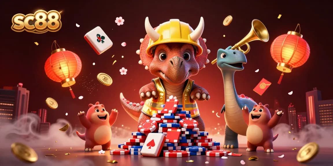 Celebrate big wins at sc88 with an exciting 3D cartoon casino scene featuring colorful characters and vibrant decorations.