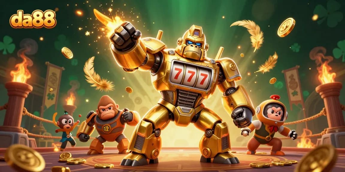 Engage with da88 in this vibrant 3D scene featuring dynamic elements of sports betting and exciting casino action.