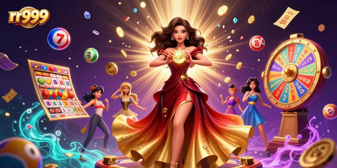 Play exciting games at rr999 while winning with vibrant symbols and golden coins raining down