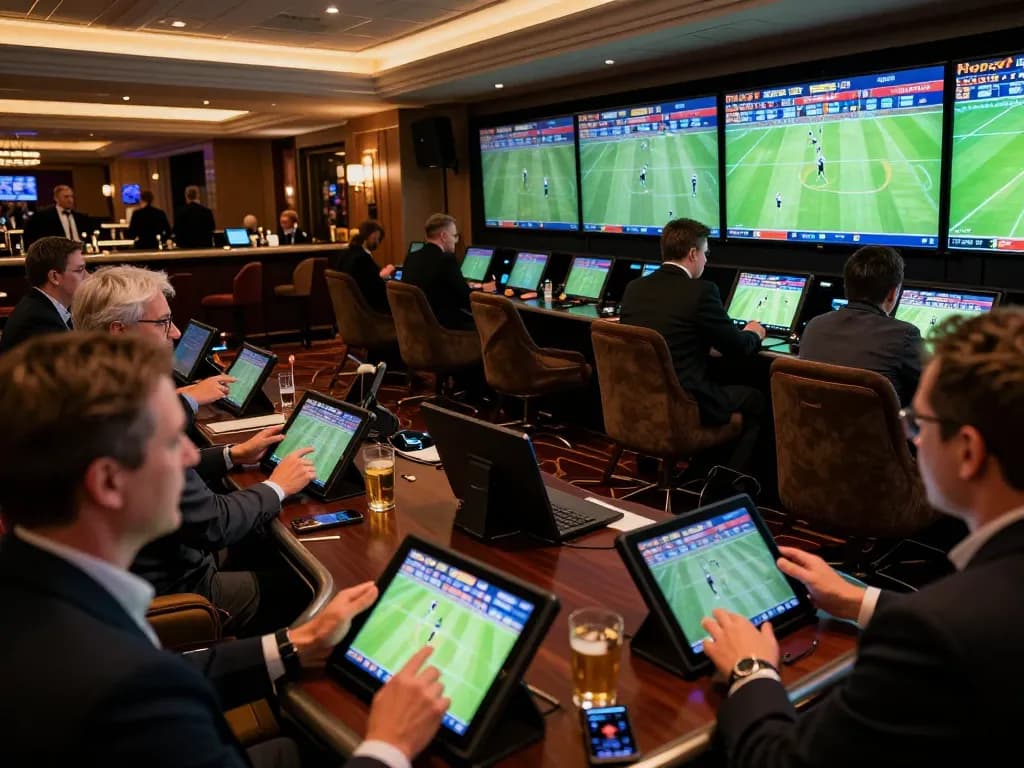 Engaging moment of GVUI đá gà gameplay, vibrant casino atmosphere with bettors immersed in action.