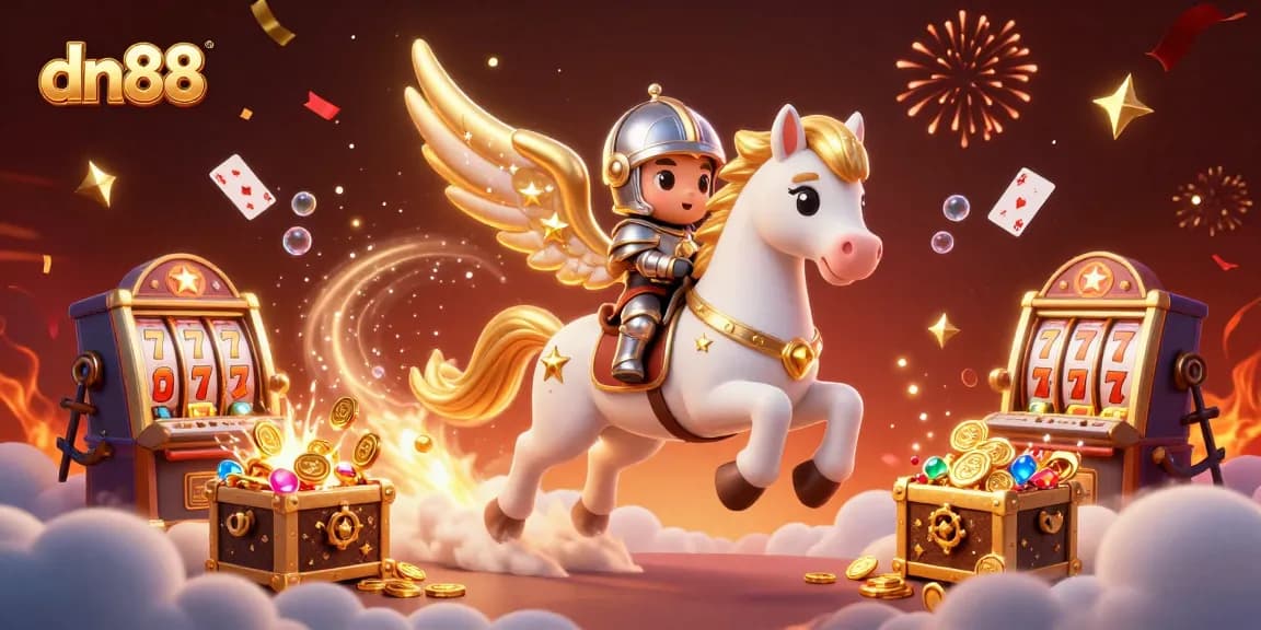 Experience the excitement of dn88 with a dynamic 3D casino illustration featuring thrilling slot machines.