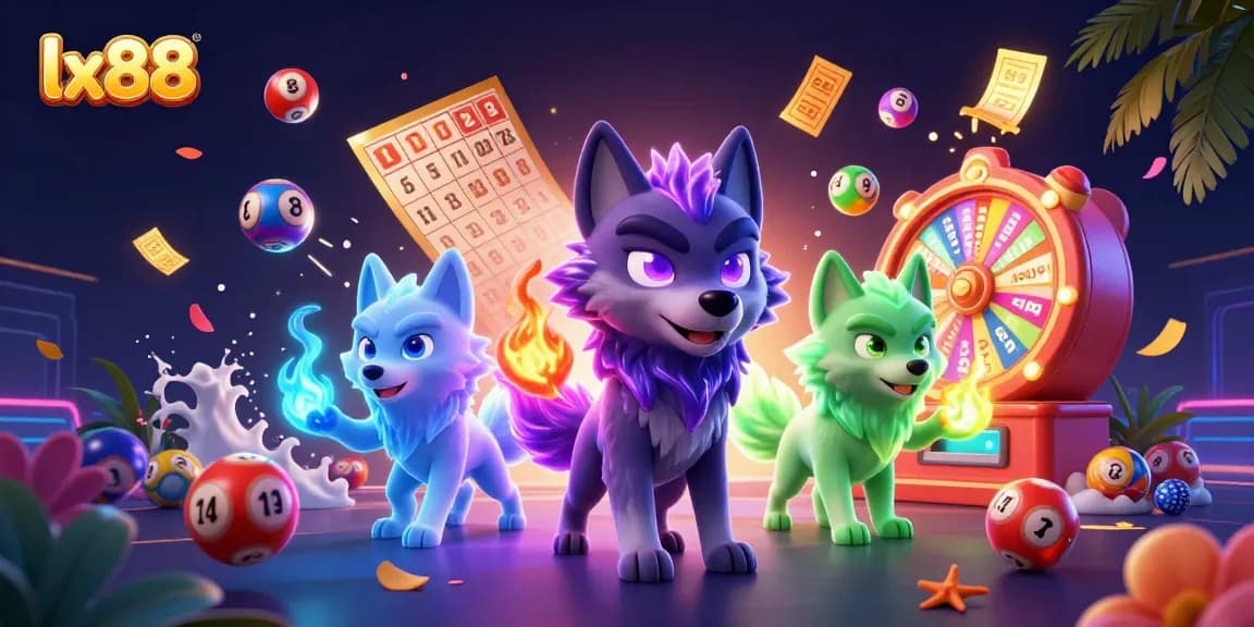 Join the thrilling action at lx88 with vibrant lottery balls, animated prizes, and a captivating 3D casino scene.