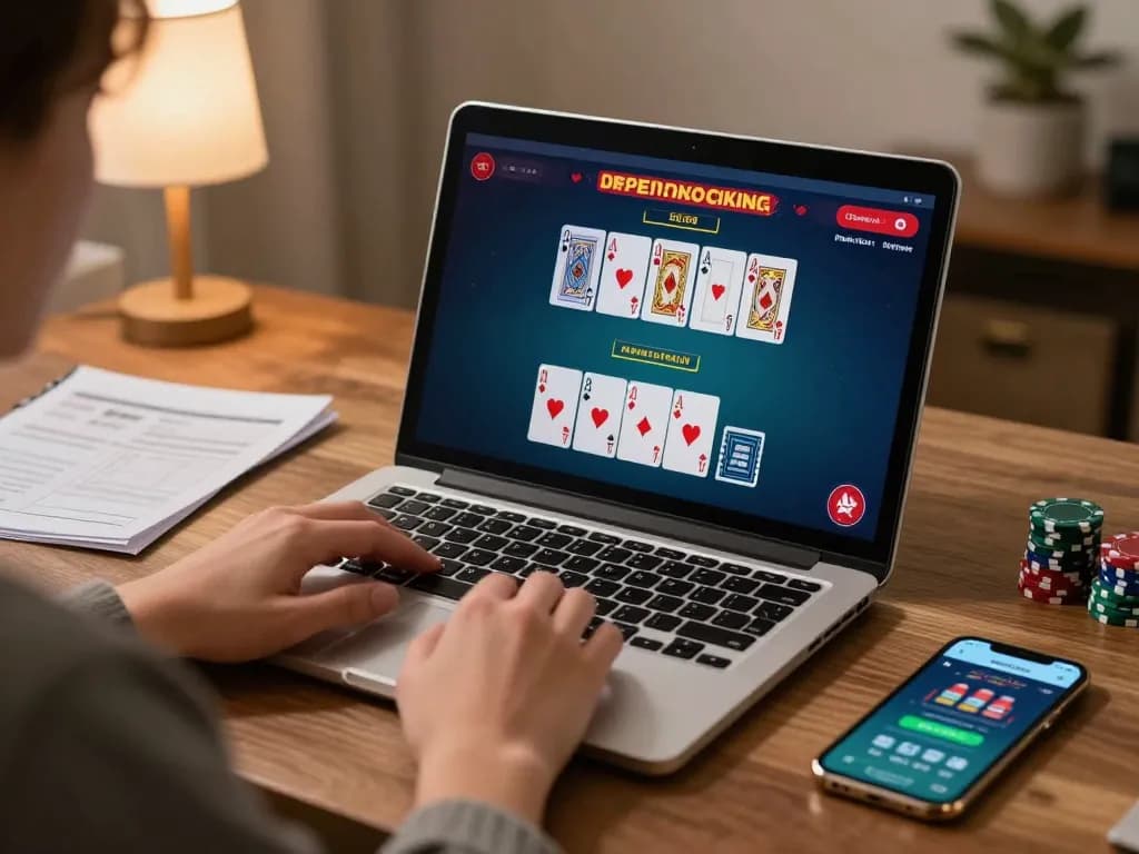 Engaging online blackjack gameplay at open88 in a cozy home office setting.