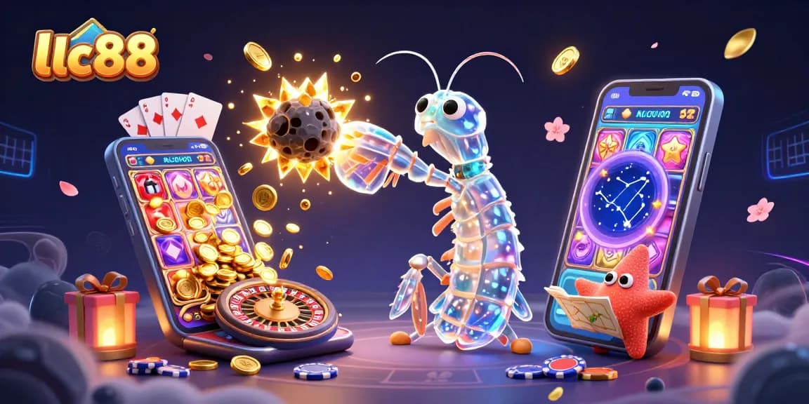 Engage with lclc88's vibrant 3D casino scene featuring a galactic samurai, gems, and interactive games.