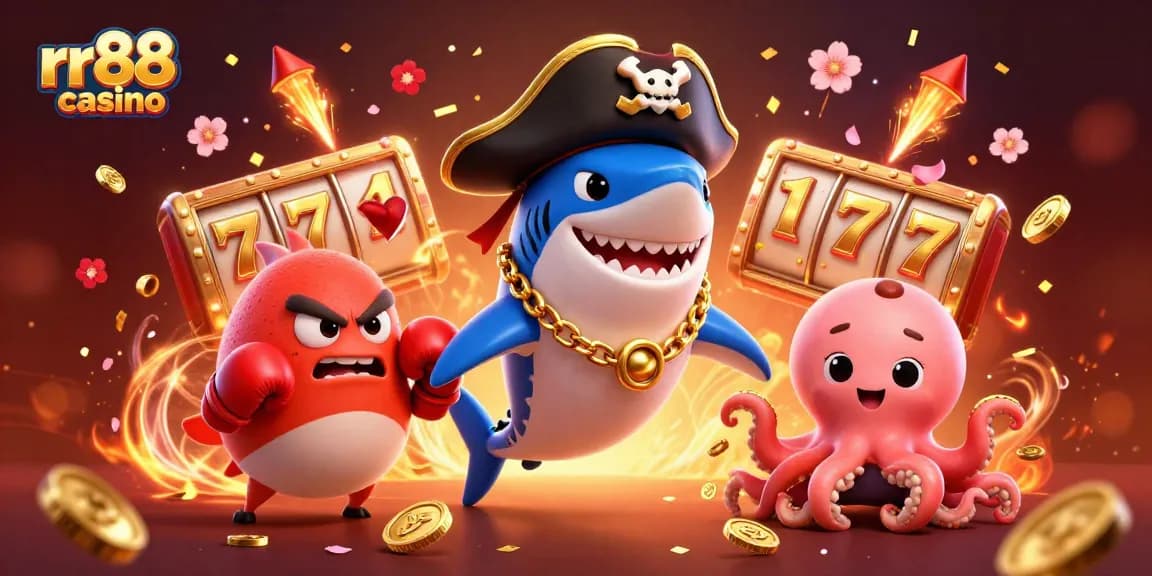 Experience the excitement of rr88 casino with vibrant characters and dynamic festive elements.