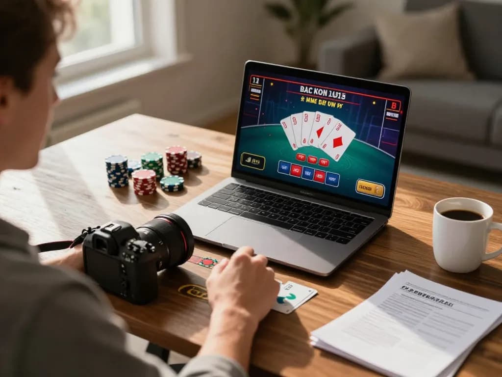 Engaging in a live blackjack game online with 888new on a cozy home setup, showcasing strategic betting.