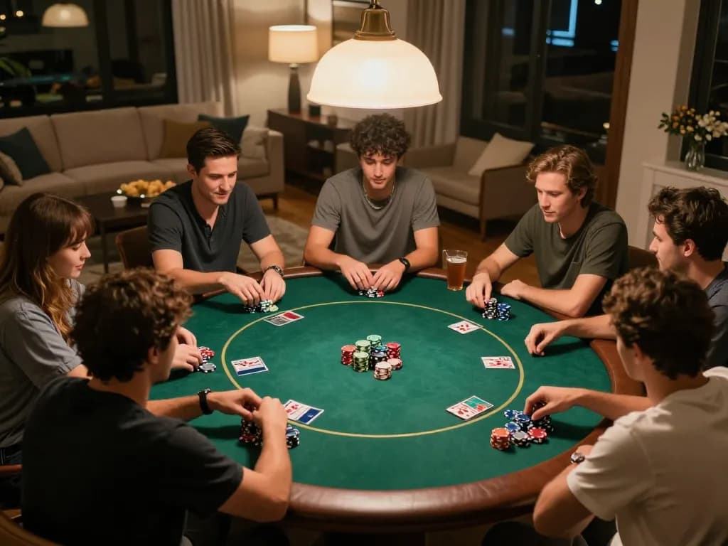 Engaged players enjoying a lively game night on Trang Chủ 88GO with chips and cards.