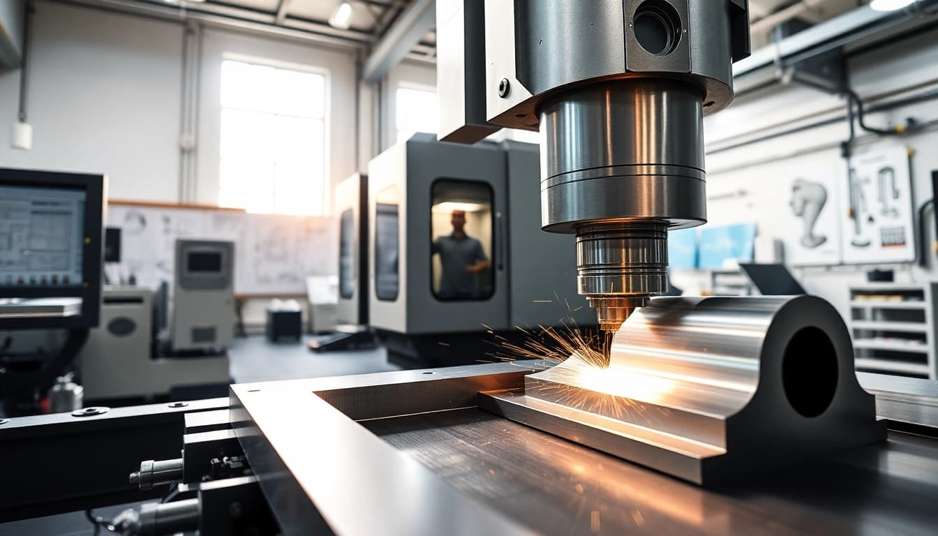 CNC Frästeile fertigen lassen in a professional workshop with advanced machinery cutting metal.