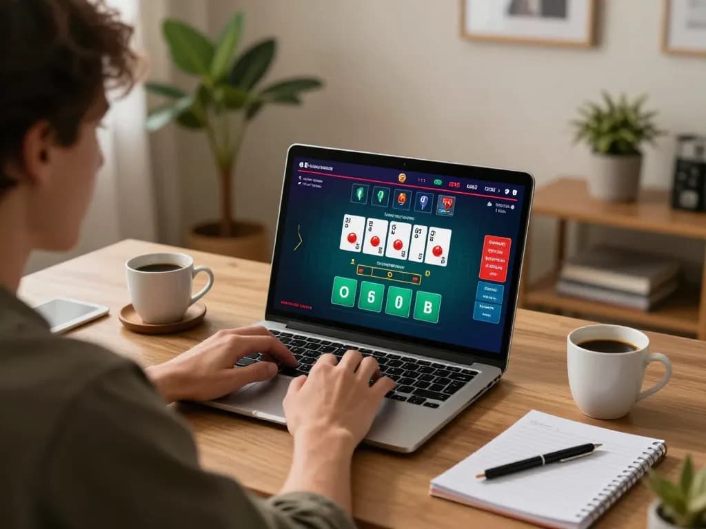 Engaging gameplay experience at 789Club while playing blackjack online from a stylish home office.