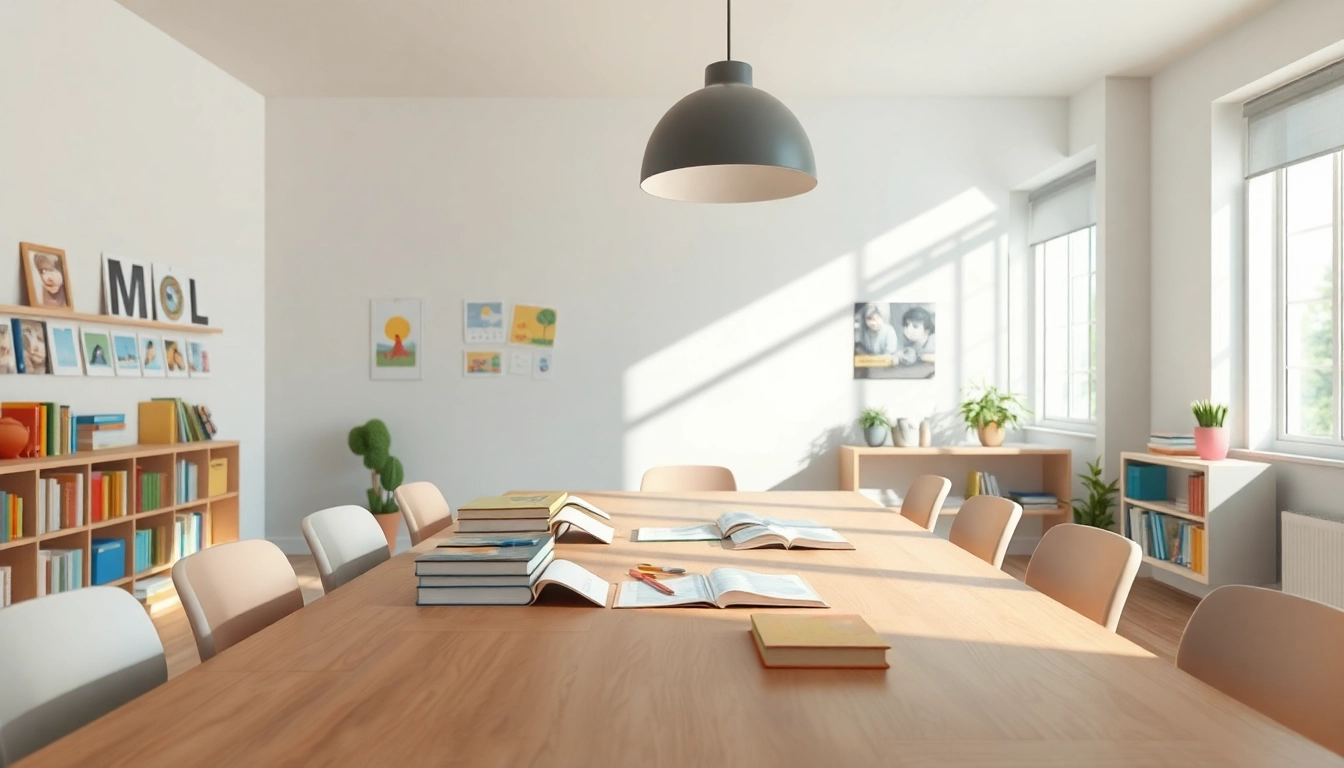 Schaffen Sie eine inspirierende Lernumgebung für Heimunterricht mit freundlichem Licht und bunten Materialien.