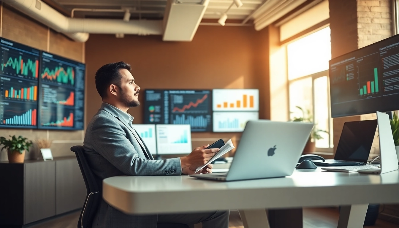 Markenführung in einer modernen Büroumgebung, wo Strategien und Trends analysiert werden.