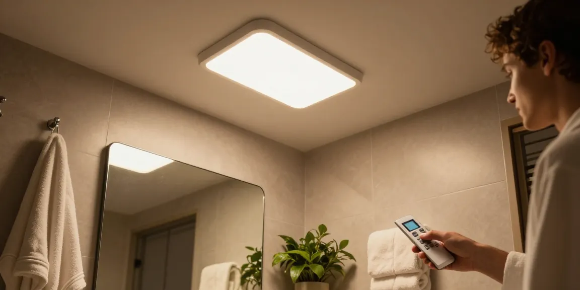 Moderne Infrarot-Deckenheizung in einem luxuriösen Badezimmer, die Wärme und Ambiente verbessert.