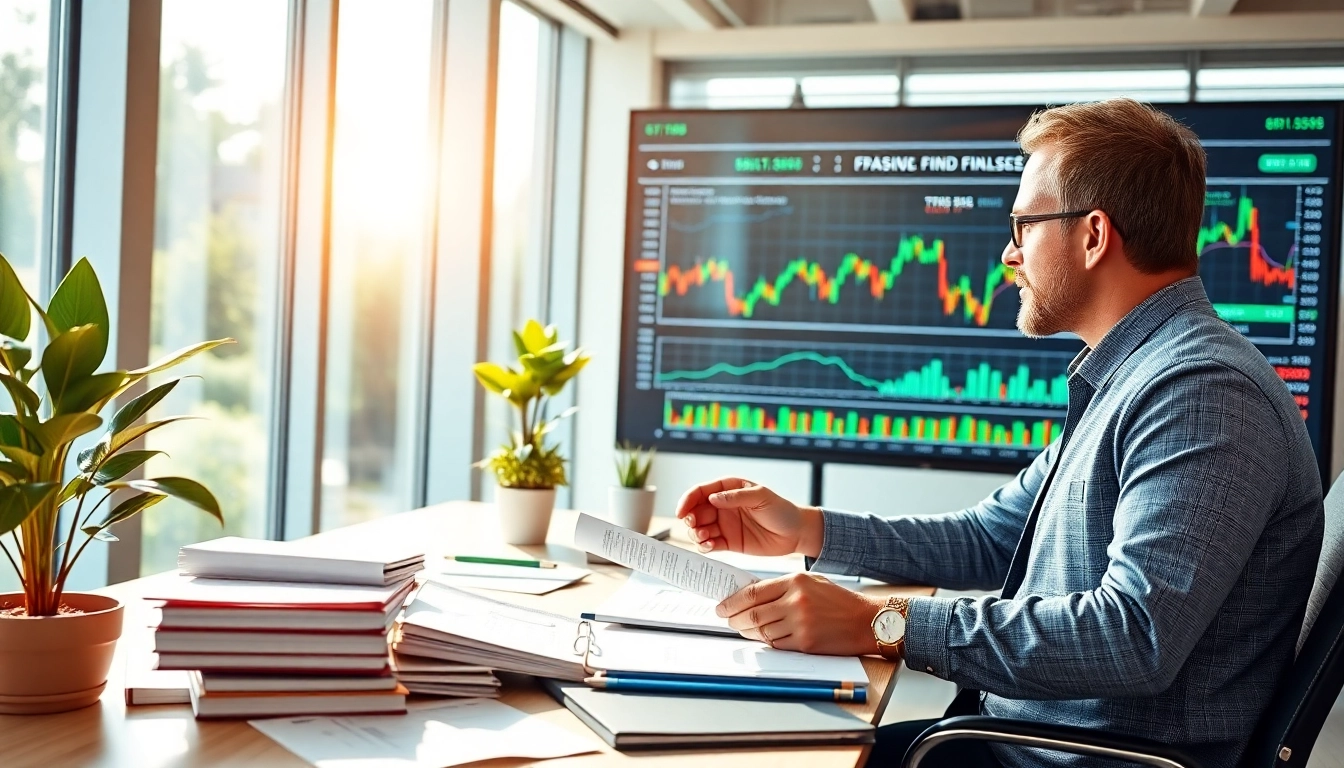 ETFs und passive Fonds in einer modernen Büroumgebung, die Analyse und Strategien darstellen.