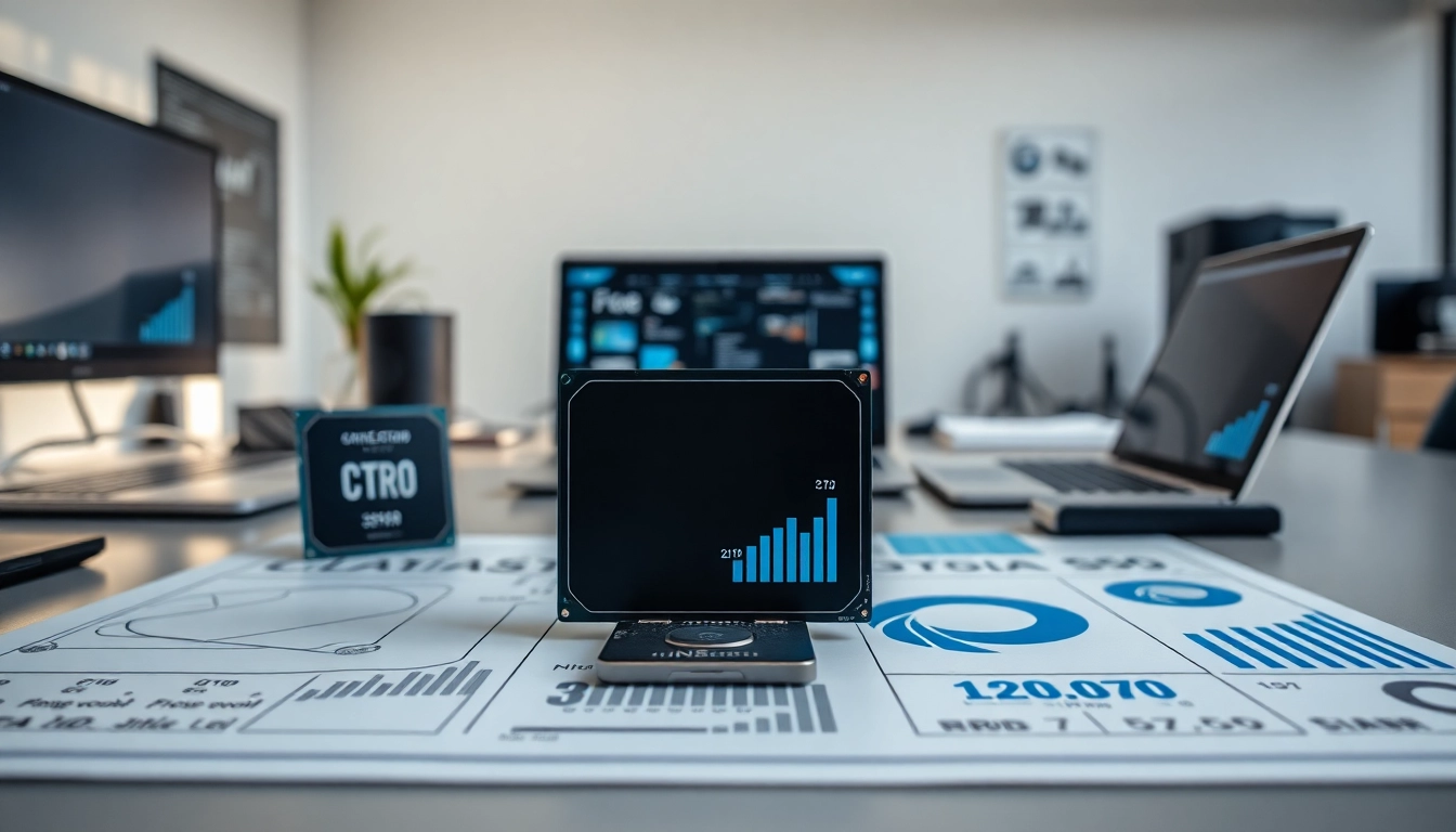Prozessor Vergleich zwischen modernen CPUs mit technischen Diagrammen und Benchmarks auf einem Schreibtisch.