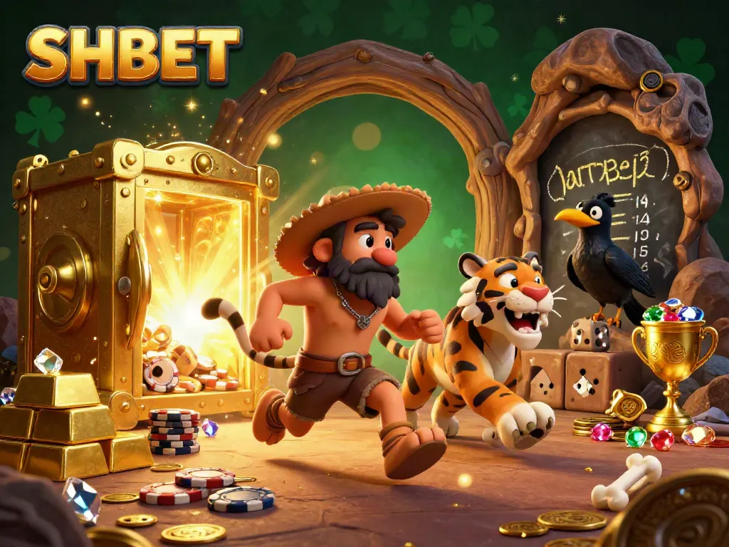 Experience the excitement of SHBET with this vibrant 3D casino illustration showcasing prehistoric gaming elements.