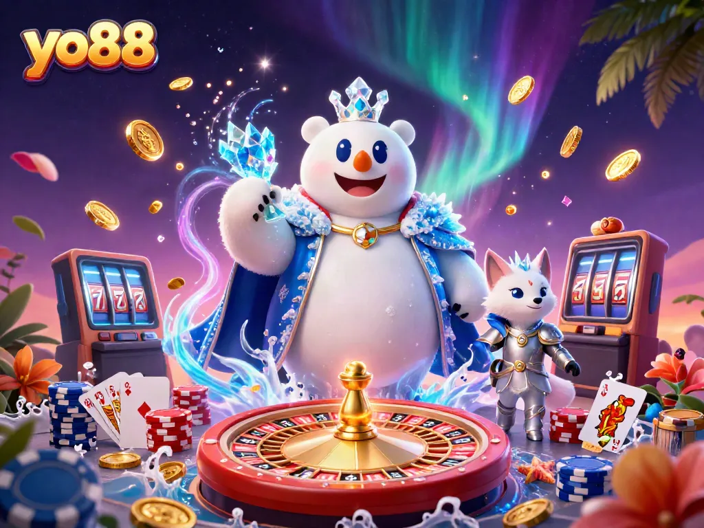 Experience thrilling gameplay at yo88 with a 3D casino scene featuring vibrant characters and dynamic elements.