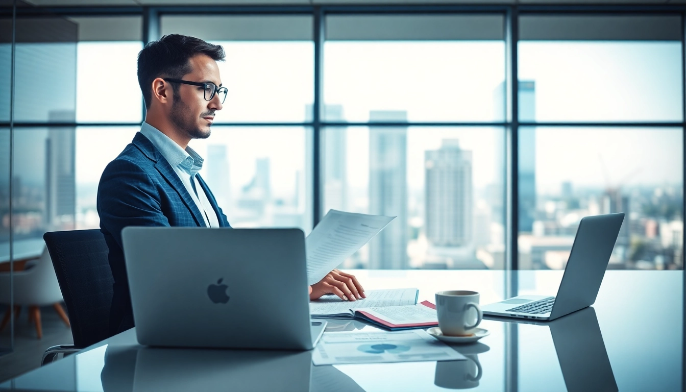 Personalvermittlung in einem modernen Büro, wo ein Rekrutierungsexperte engagiert arbeitet.