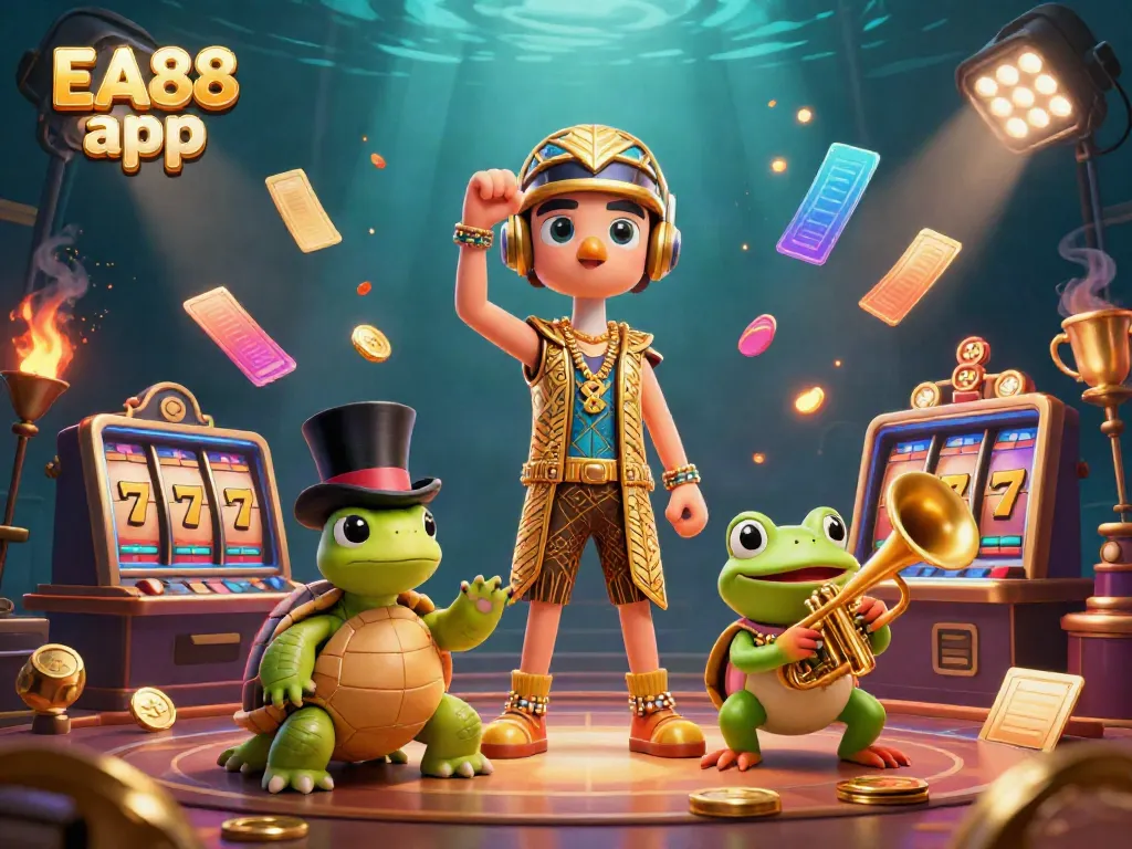 Experience thrilling gameplay on the EA88 app with vibrant slot machines and dynamic casino elements.