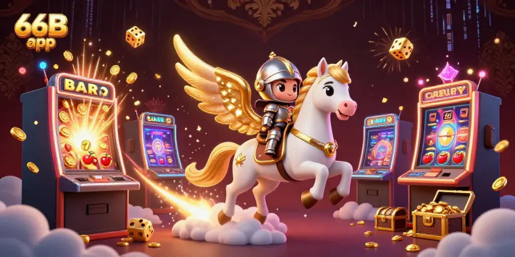 Experience the excitement of the 66B app with a vibrant 3D casino scene.