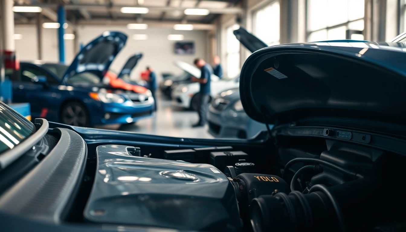 Motorschaden Ankauf – damaged car engine in a professional workshop setting.