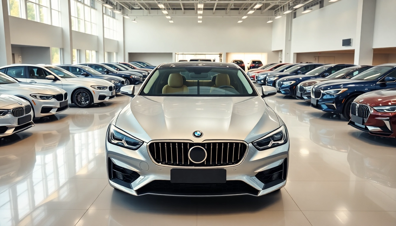 Auto kaufen in einem modernen Automobilshowroom mit eleganten Fahrzeugen.