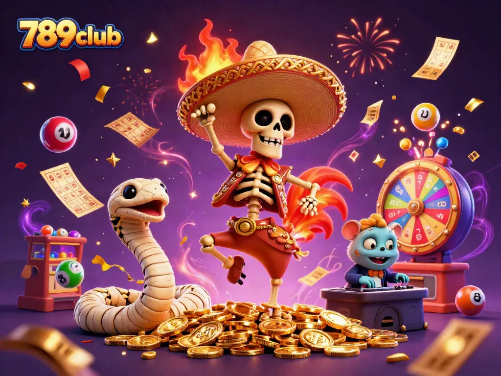 Experience the thrilling world of 789club with a vibrant 3D illustration featuring celebratory casino elements.
