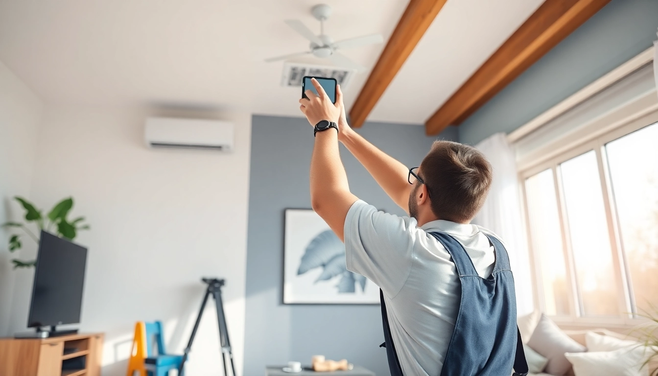 Fachmann bei der Installation einer Klimaanlage für ein optimales Raumklima installieren
