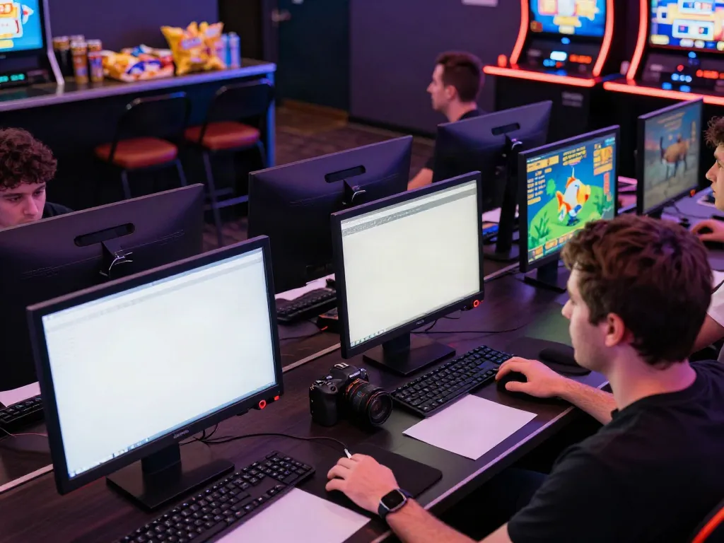 Engaged players enjoying online gaming experiences at Uk88's vibrant gaming hub.