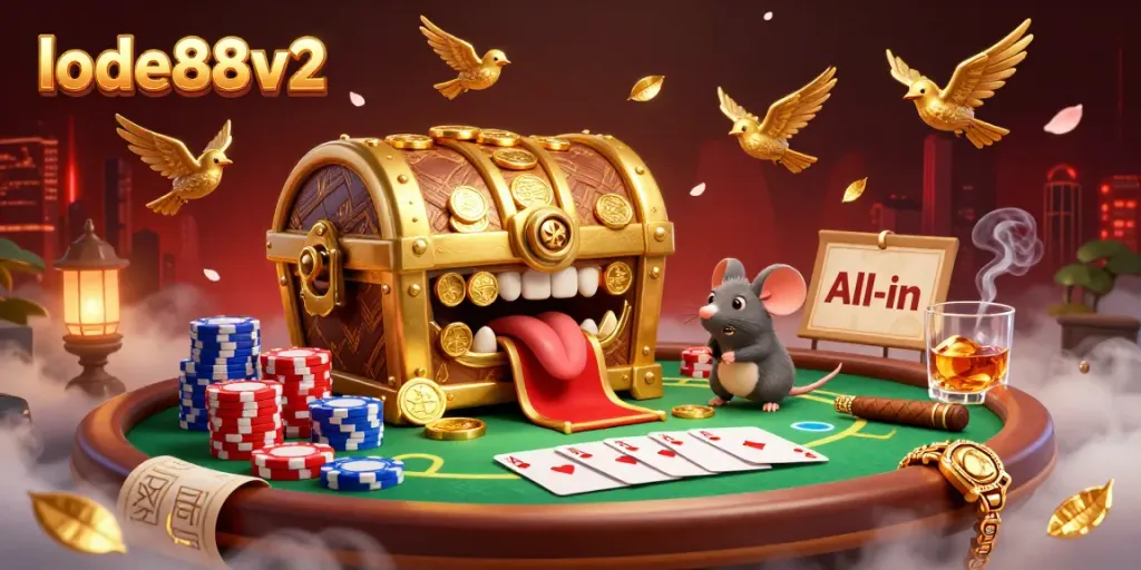 Engage with exciting lode88v2 action showcasing gold treasures and betting elements in a vibrant casino environment.
