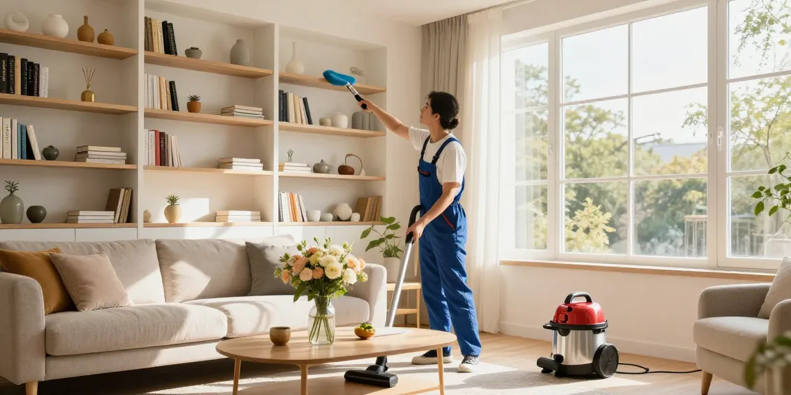 Spotless living room showcasing wohnungsreinigung solothurn services by a professional cleaner.