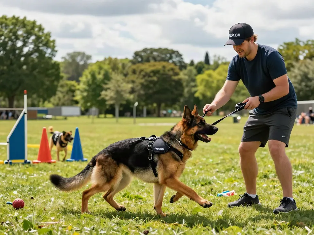 Engaging pet training scene with ROKOK88 gear while promoting rokok88 login.
