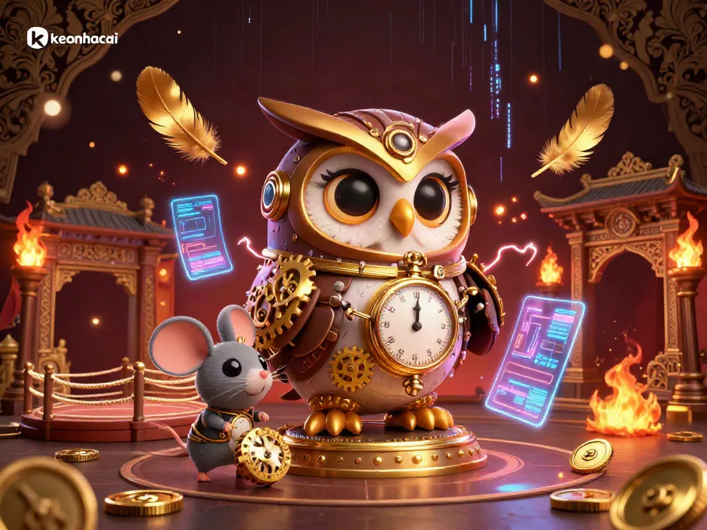 Engage with keonhacai's vibrant 3D casino world filled with cartoon characters, gaming elements, and lively casino action.