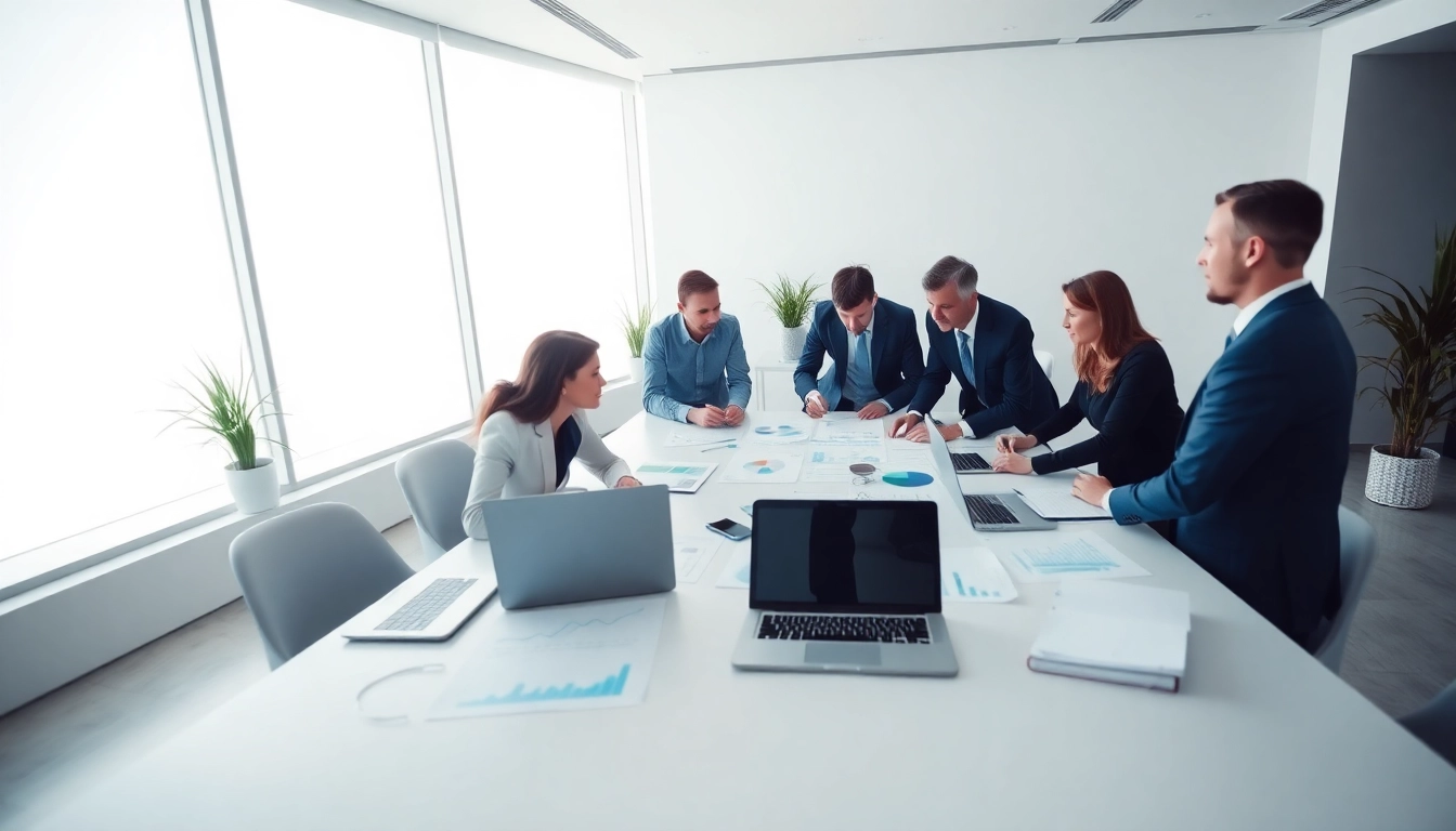 GmbH gründen in der Schweiz: Team bespricht Vorbereitungen in modernem Büro