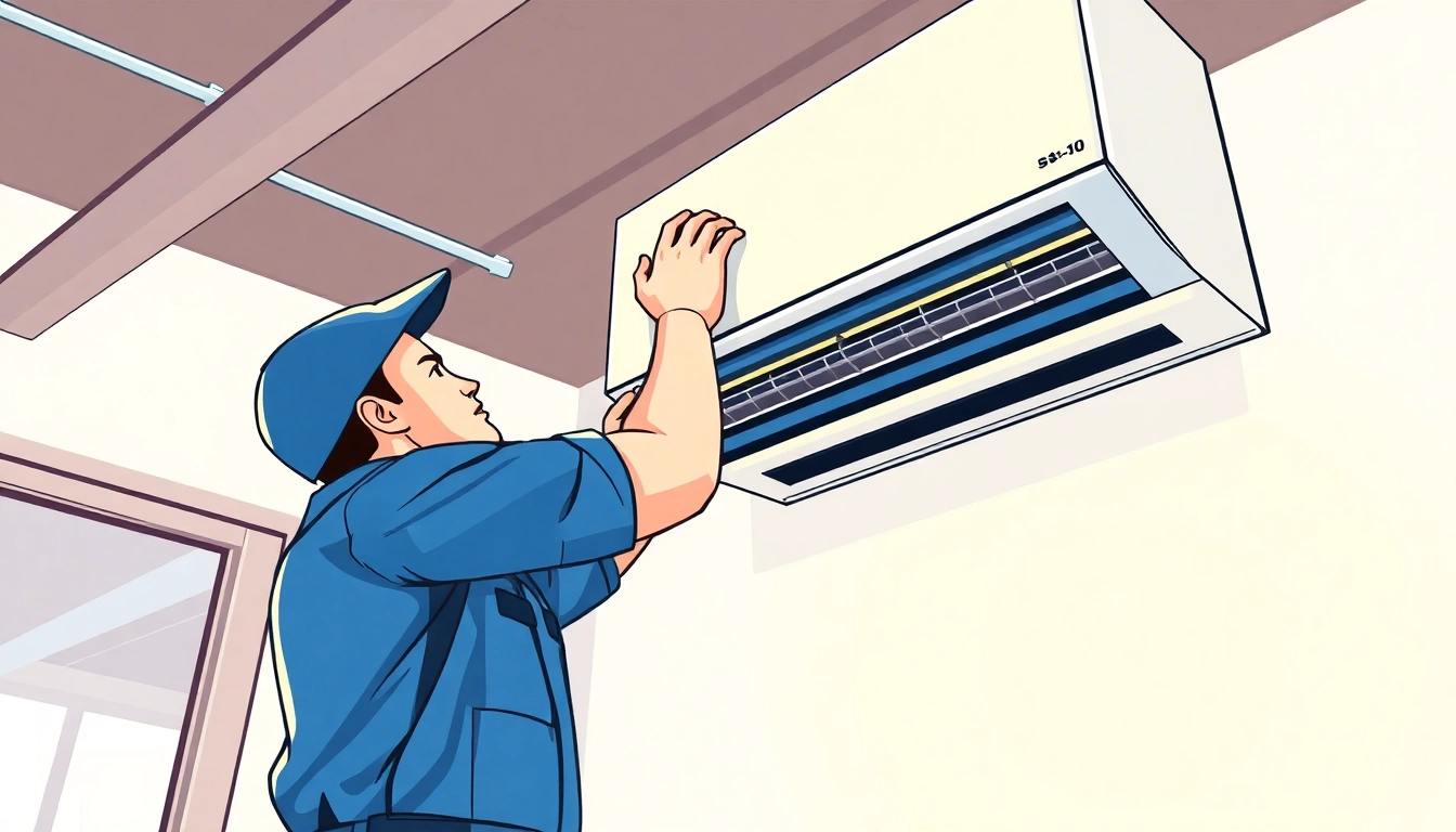 Klimaanlagen installieren lassen durch einen erfahrenen Techniker, der effizient arbeitet.