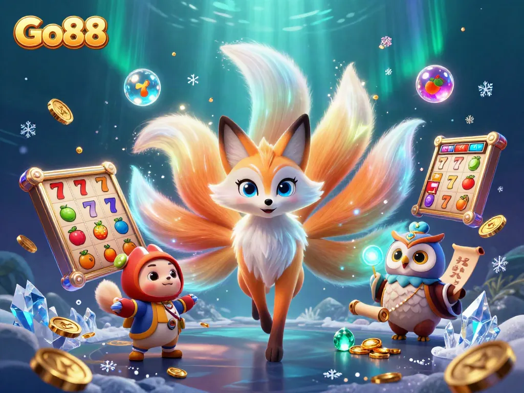 Engage with Go88's thrilling casino world featuring vibrant characters and exhilarating gameplay elements.