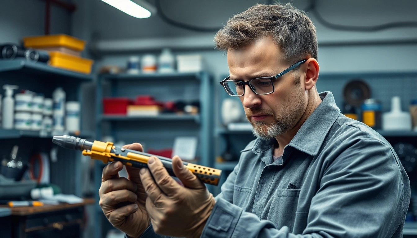 Techniker repariert eine Stoßstange reparieren München in einer professionellen Werkstatt.