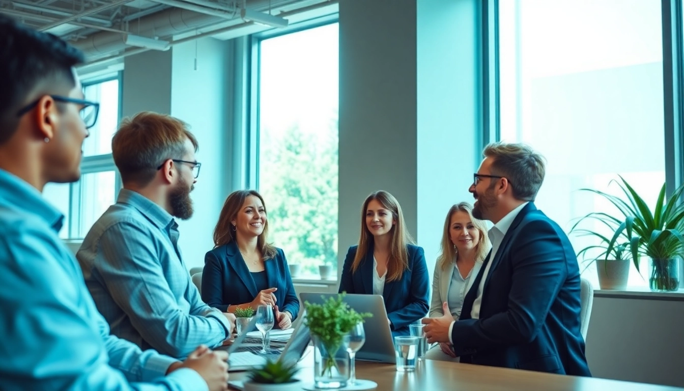 Engage with a diverse team in a modern office, reflecting Headhunter Schweiz expertise.