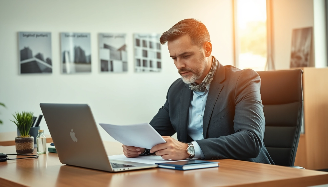 Headhunter Hagen analysiert Lebenslauf in modernem Büro.