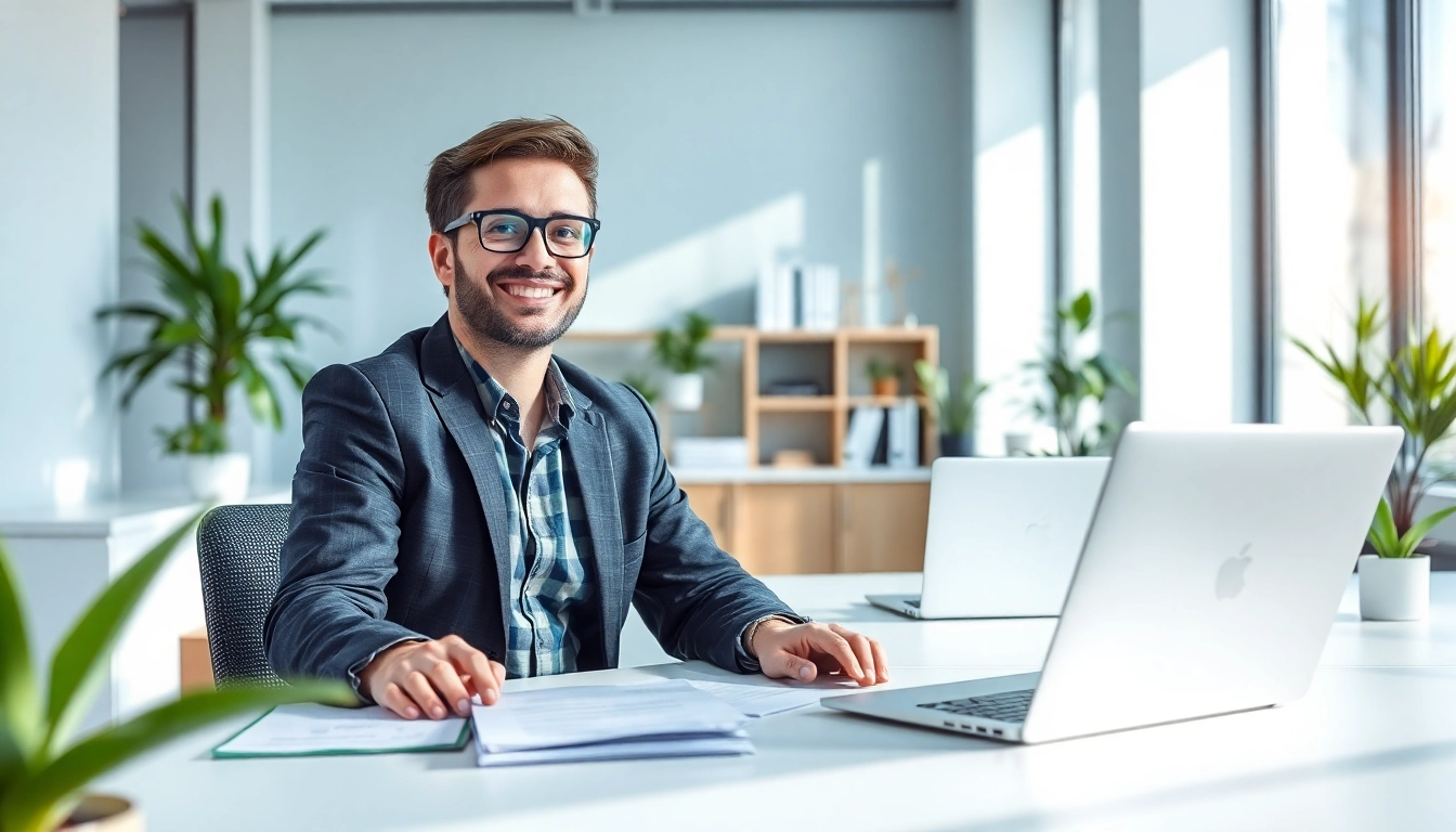 Personalvermittlung: Ein Personalvermittler berät einen Bewerber in einem modernen Büro.