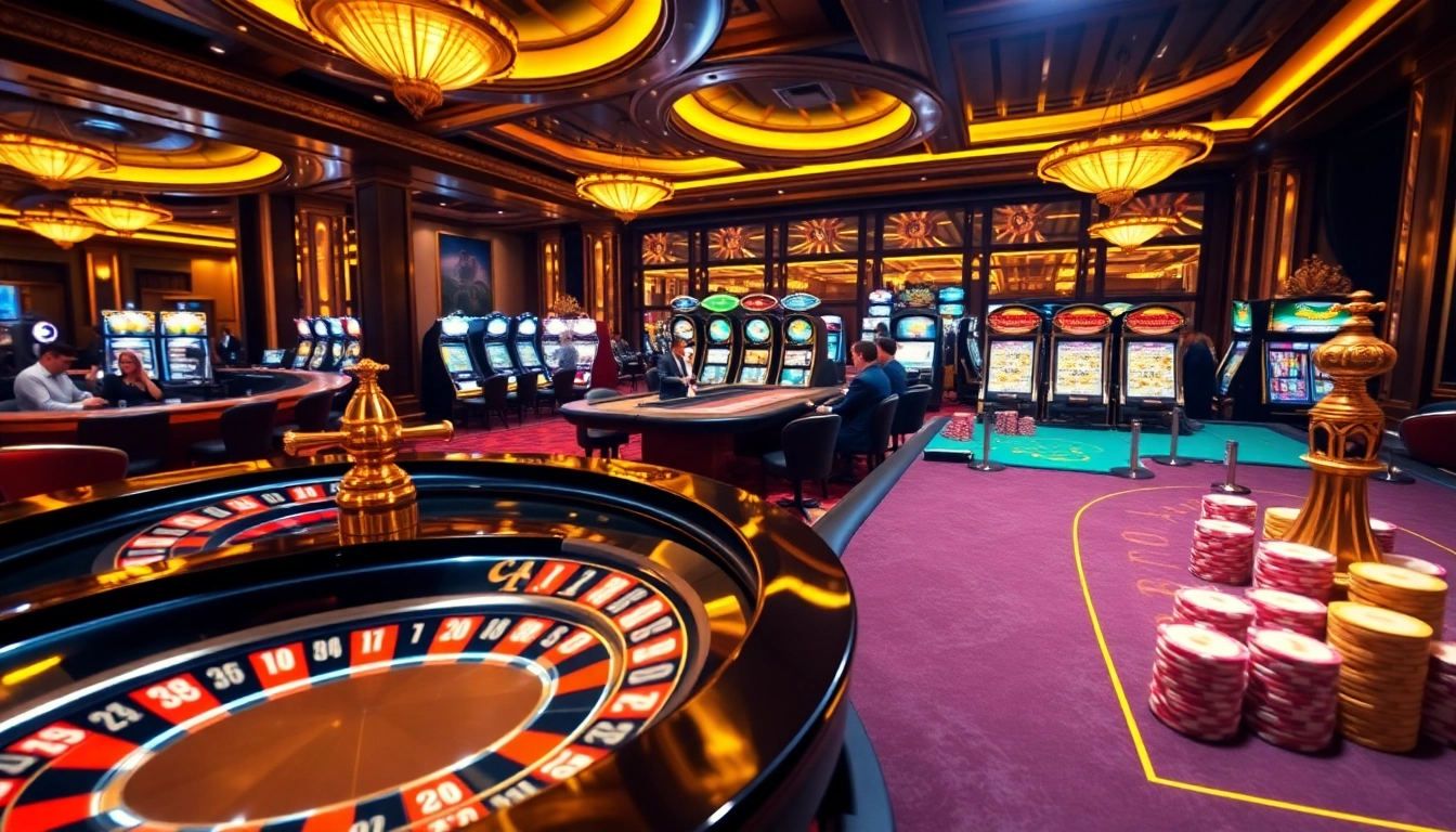 Experience thrilling games at https://mm88.observer/ with vibrant casino visuals illustrating poker, slots, and roulette.