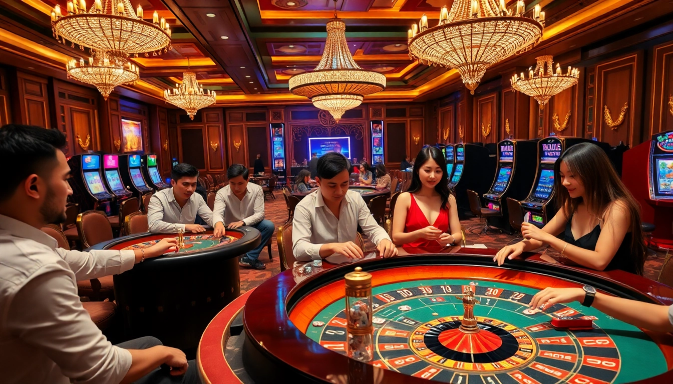 Engaging moment at Nhà Cái Ga888 with players enjoying various casino games.