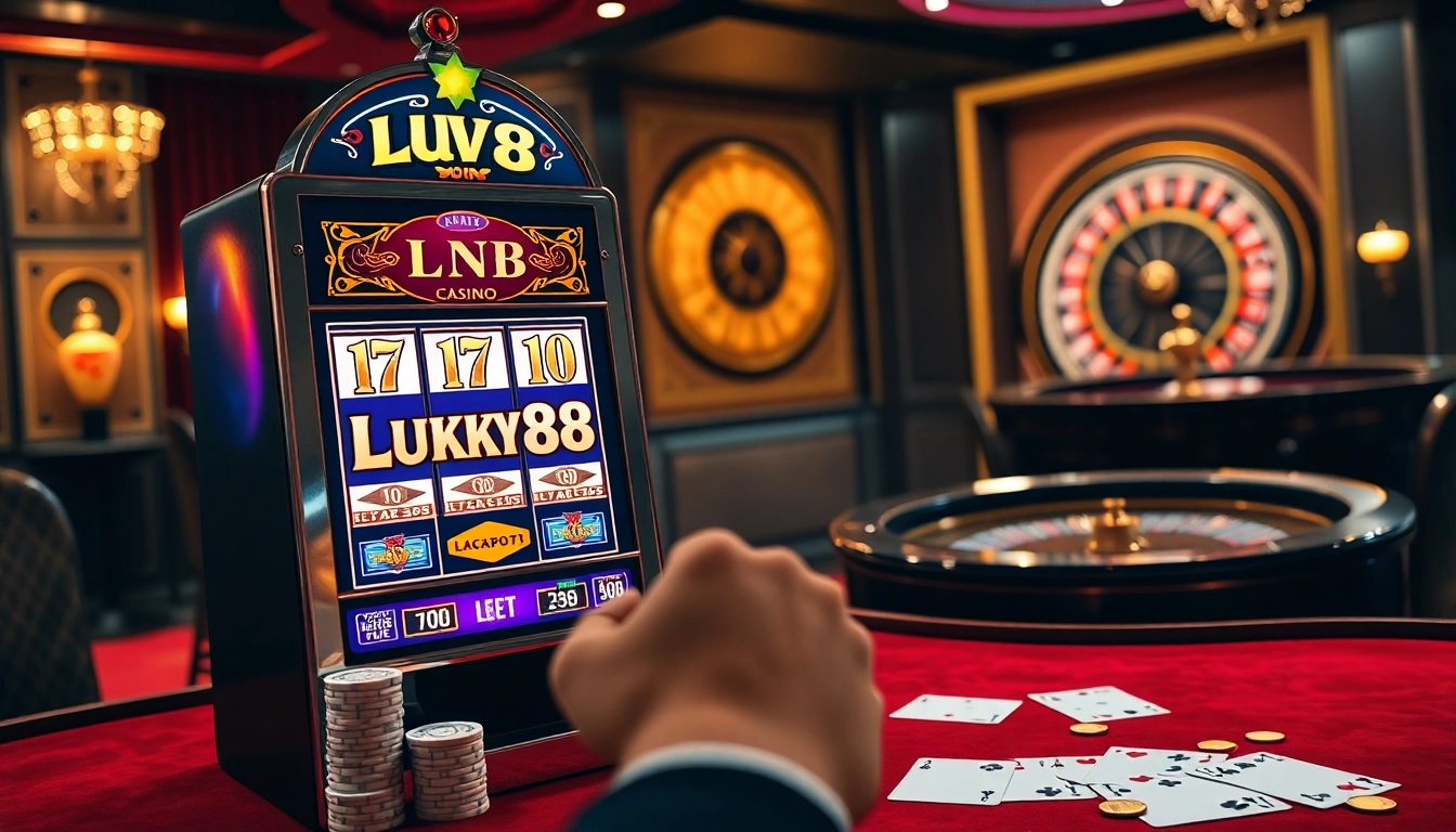 Spin the Lucky88 slot machine and experience the thrill of winning in a luxurious casino setting.