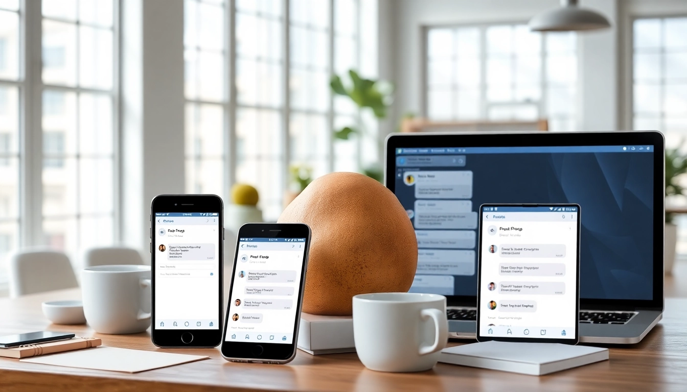 Potato messaging app interface displayed across multiple devices showcasing secure communication features.