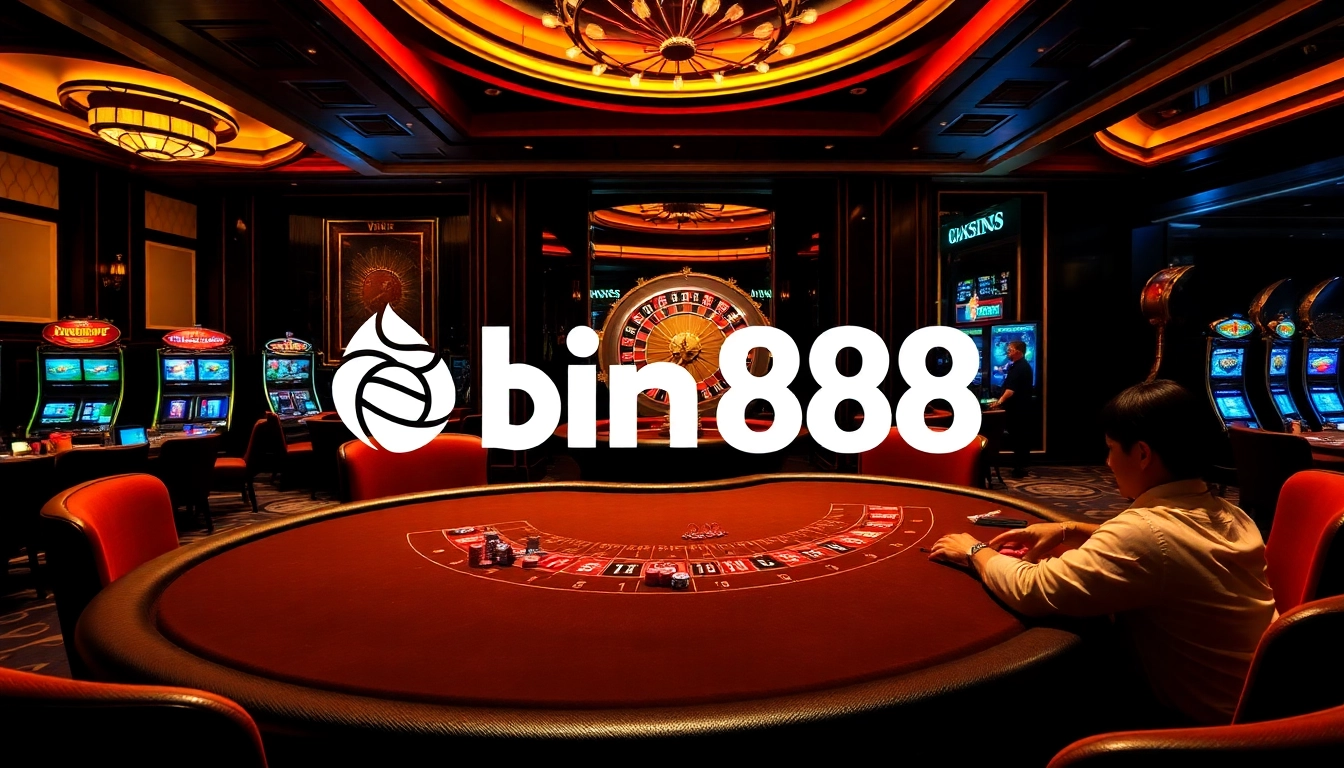 Players enjoying games at Bin88 casino table with vibrant atmosphere.