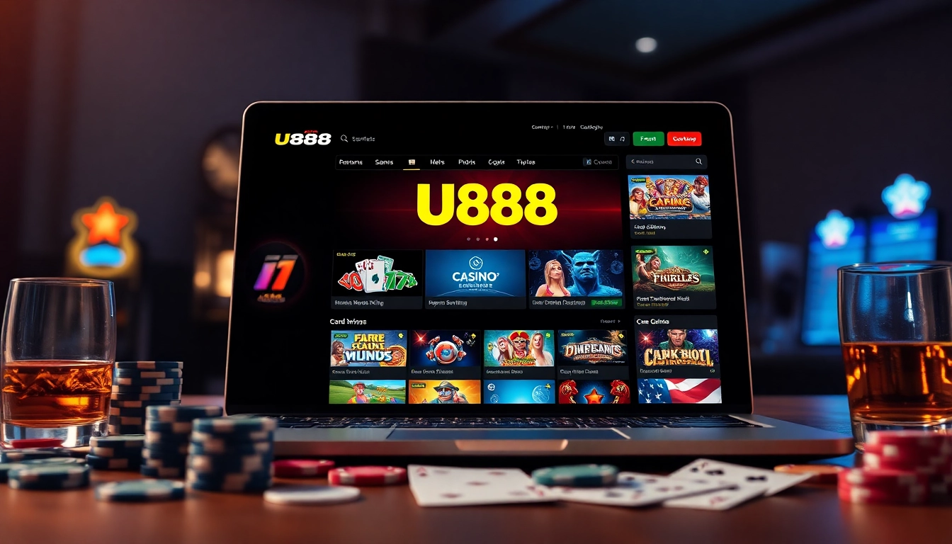 Engaging online gambling scene featuring U8888.plus with casino games and vibrant elements.